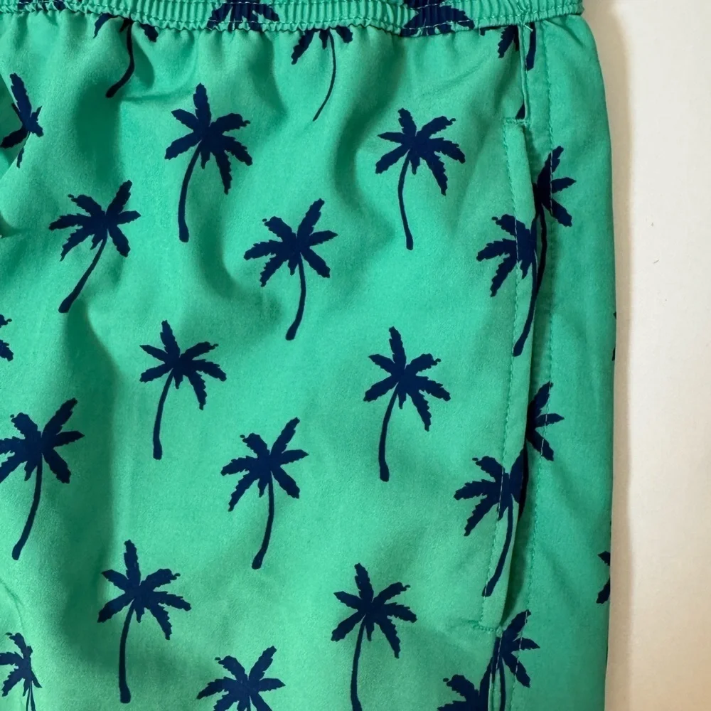 Maamgic Men's Swim Trunks Green Blue‎ Palm Trees L/XL